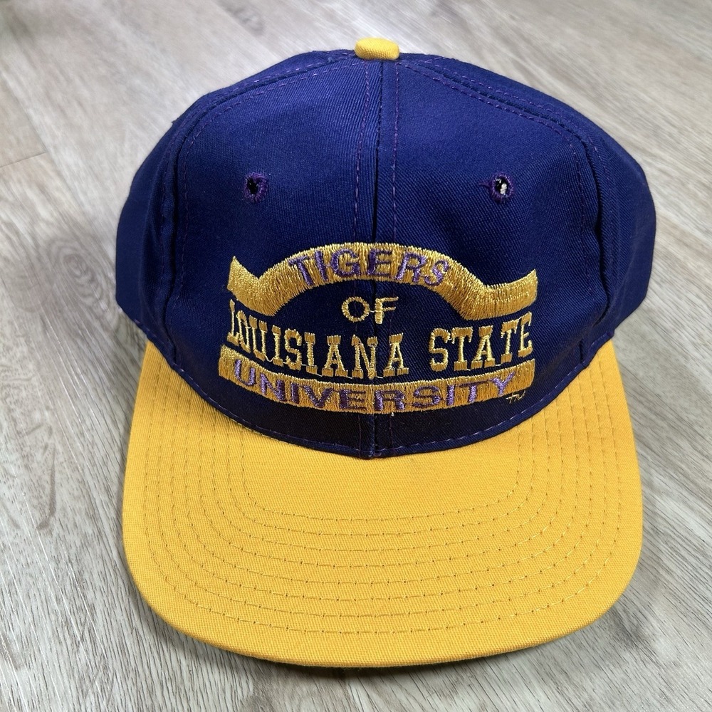 VTG LSU Tigers Snapback Hat College Purple Yellow P Cap Made in USA